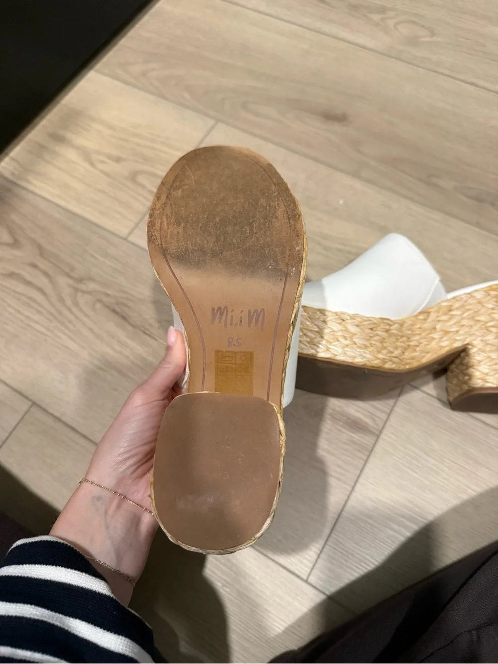 Mi.iM White Woven Espadrille Platform Slide Heels